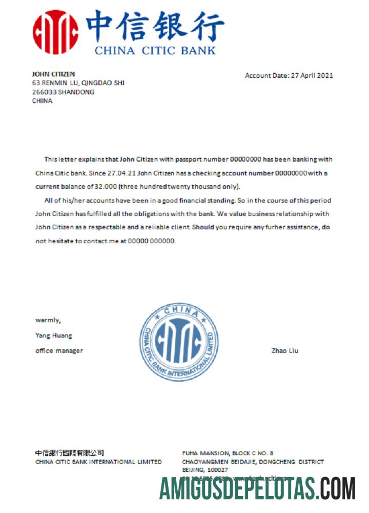 Referência do China Citic Bank Corp modelo